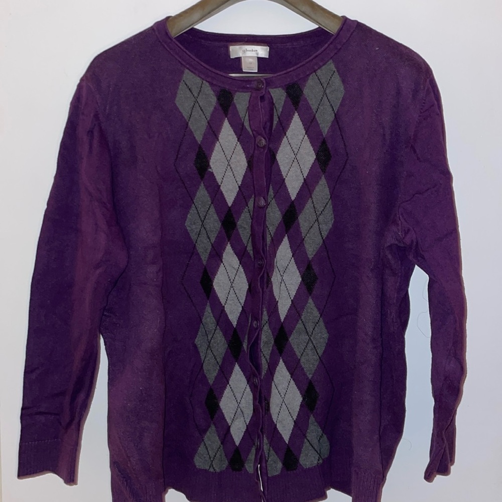 Cj Banks Purple Argyll sweater